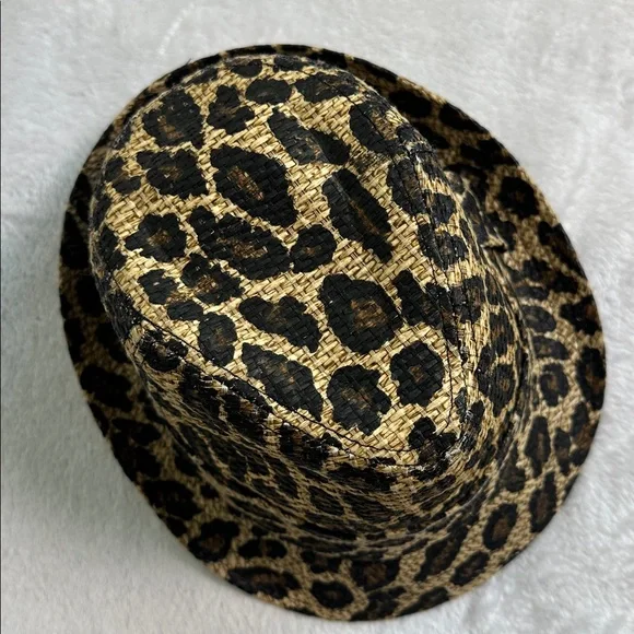 Bongo Leopard Print Fedora Print Hat Summer Glam Mob Wife Animal Print - Picture 8 of 9